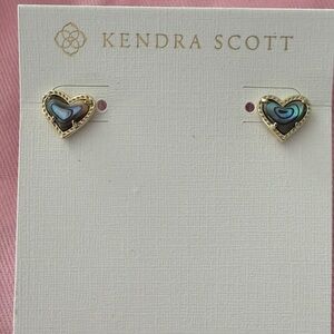 Kendra Scott Gold abalone shell Heart Earrings